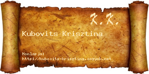 Kubovits Krisztina névjegykártya